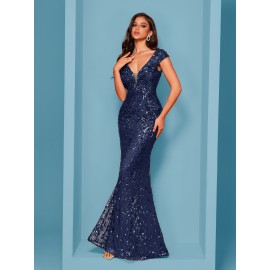 Elegant Beaded Mature Sleeveless Mermaid Dress for Summer Party Evening Formal High-End Luxury Bridesman Gown V Neck Wedding Sexy Tank Long Skirt