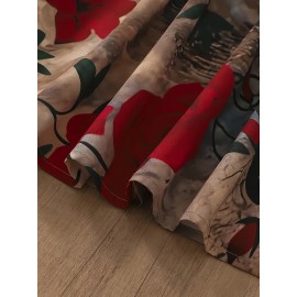 Women's Elegant Floral evening Dress - Formal Party, Wedding, Gala - Sleeveless A-Line Gown with Spaghetti Strap - Red Roses on Beige - Machine Washable Formal Attire, Wedding Guest Attire, Decorative Floral Print