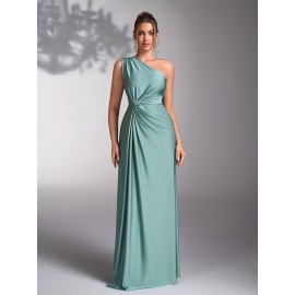 Women's Elegant Wedding Formal gown - One-Shoulder Mermaid Party Dress, Formal Events, Hand Washable - Bridal Party, Prom, Evening Ceremony Attire, Prom Dress, Quality Construction, Medium Stretch Fabric