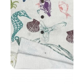 [Vibrant Marine Cardigan] Soft & Vibrant Women's Casual 3D Marine Animal Print Cardigan | Long Sleeve, Button-Up, Round Neck, Sea Creature Design, Hand Wash or Dry Clean, All-Season Comfort, Ocean Theme, Comfortable Layering, Youthful Style, Textured