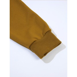 Plus Size Women's Loose Fit Long Sleeve Sweatshirt - Geometric Pattern Round Neck Casual Pullover, All-Season Soft Breathable Fabric, Machine Washable for Everyday Comfort, Comfortable Clothing, Playful Design, Easy Care Material