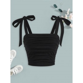 [Spring Sexy Dress] 2pcs Set Spring/Summer Sexy Short Dress Outfit + Fashion Bow Tie Camisole Vest, Multi-Layer Drawstring Women's Skirt