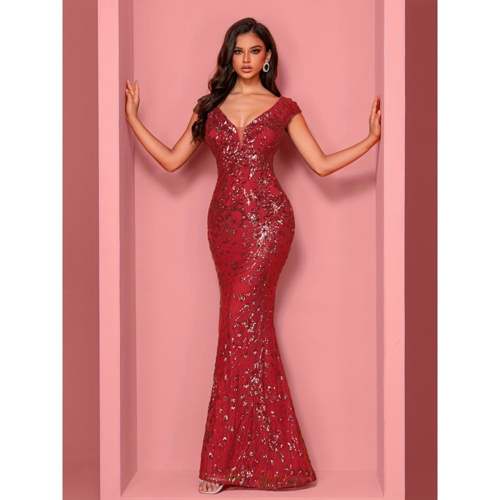 Elegant Beaded Mature Sleeveless Mermaid Dress for Summer Party Evening Formal High-End Luxury Bridesman Gown V Neck Wedding Sexy Tank Long Skirt